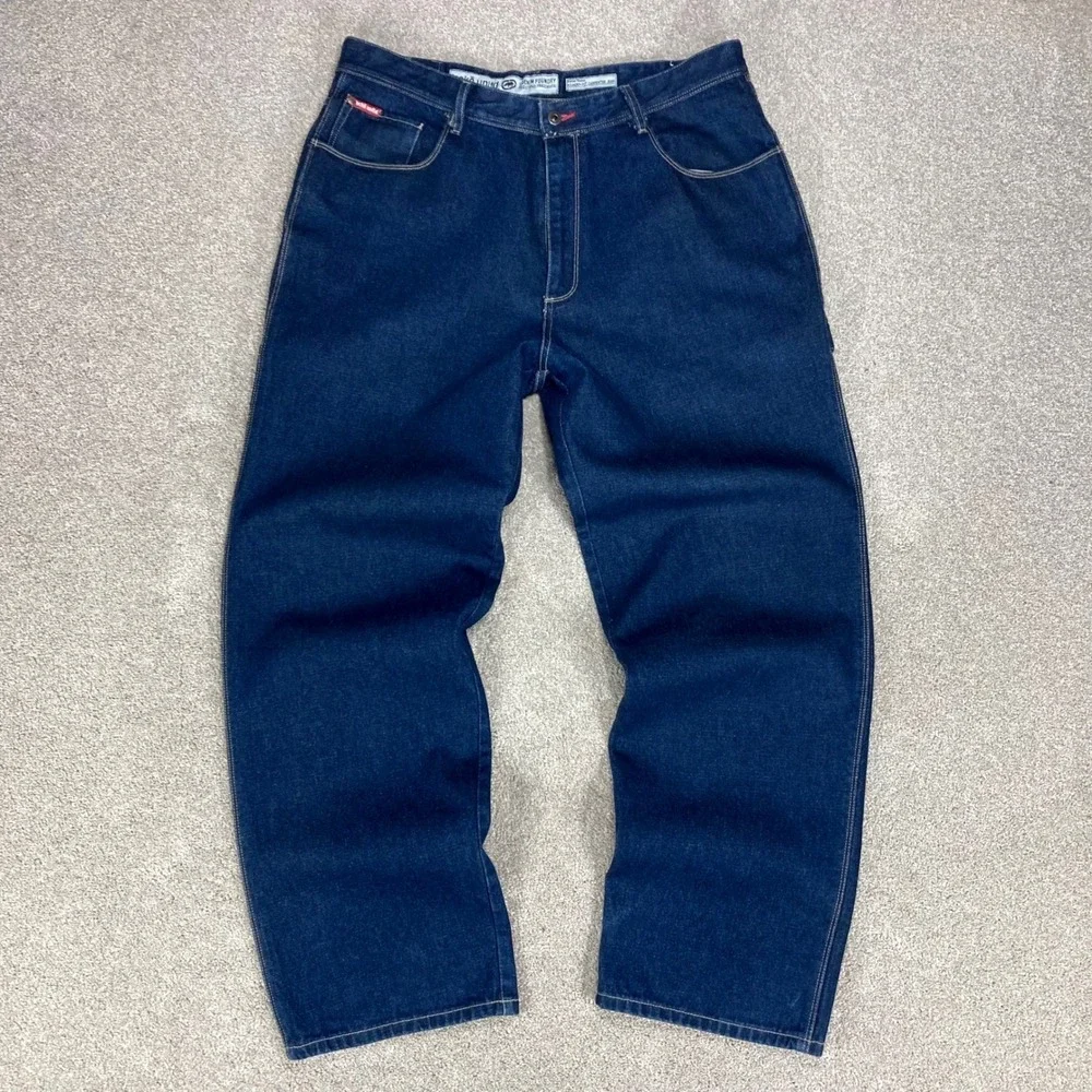 Ecko Unltd Foundry Baggy Carpenter Jeans Mens Sz 36 Dark Wash Wide Leg Denim